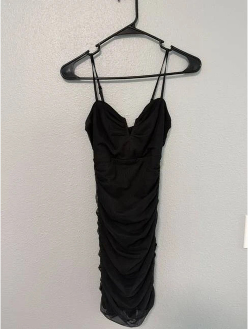 #6140 Black Ruched Sleeveless Bodycon Dress Size 0